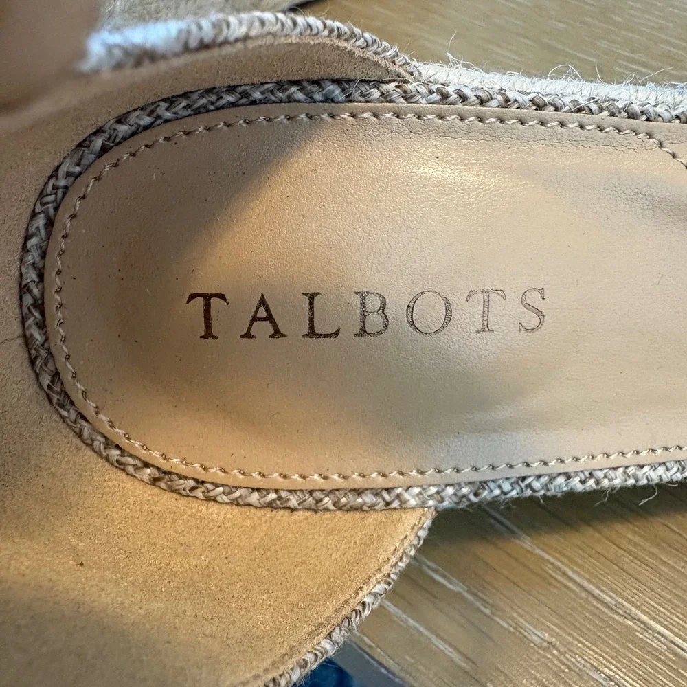 Talbots Tan Fabric Espadrille Wedge Sandals Ankle Strap Shoes‎ Womens Size 8